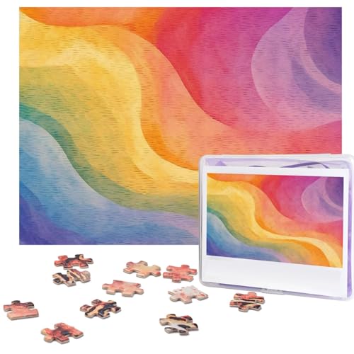 500-teiliges Puzzle für Erwachsene, herausforderndes Puzzle für Spieleabende, Regenbogen-Holzpuzzle, personalisierbar, Holzpuzzle für Familie, Bilderpuzzle, fertige Größe 38,1 x 51,8 cm von NBCCDVSH