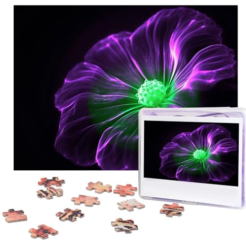 500-teiliges Puzzle für Erwachsene, herausforderndes Puzzle für Spieleabende, Violett-Grün, leuchtendes Holzpuzzle, personalisiertes Holzpuzzle für Familie, Bilderpuzzle, fertige Größe 38,1 x 51,8 cm von NBCCDVSH