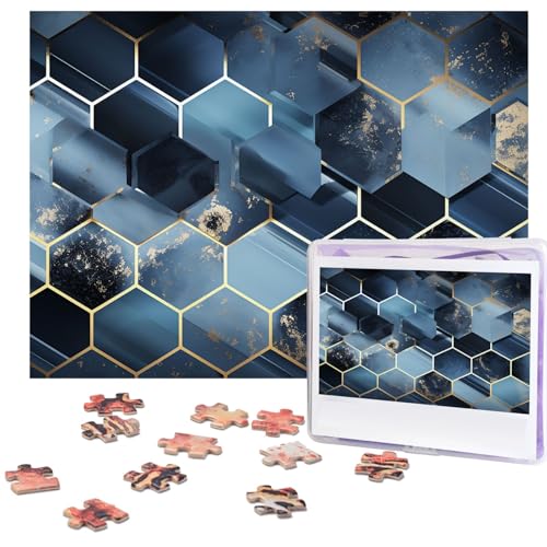 500-teiliges Puzzle für Erwachsene, herausforderndes Puzzle für Spieleabende, blaue Sechsecke und Diamanten, Holzpuzzle, personalisierbar, Holzpuzzle für Familie, Bilderpuzzle, fertige Größe 38,1 x 500-teiliges Puzzle für Erwachsene, herausforderndes Puzzle für Spieleabende, blaue Sechsecke und Diamanten, Holzpuzzle, personalisierbar, Holzpuzzle für Familie, Bilderpuzzle, fertige Größe 38,1 x von NBCCDVSH
