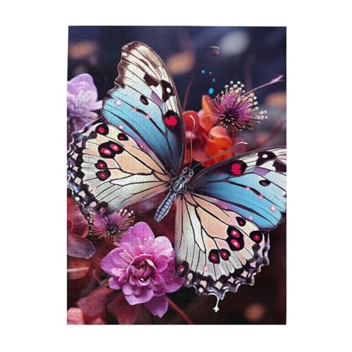 500-teiliges Puzzle für Erwachsene, herausforderndes Puzzle für Spieleabende, bunte Schmetterlinge auf Blumen, Holzpuzzle, personalisierbar, individuelle Holzpuzzles für Familie, BildPuzzle, fertige 500-teiliges Puzzle für Erwachsene, herausforderndes Puzzle für Spieleabende, bunte Schmetterlinge auf Blumen, Holzpuzzle, personalisierbar, individuelle Holzpuzzles für Familie, BildPuzzle, fertige von NBCCDVSH