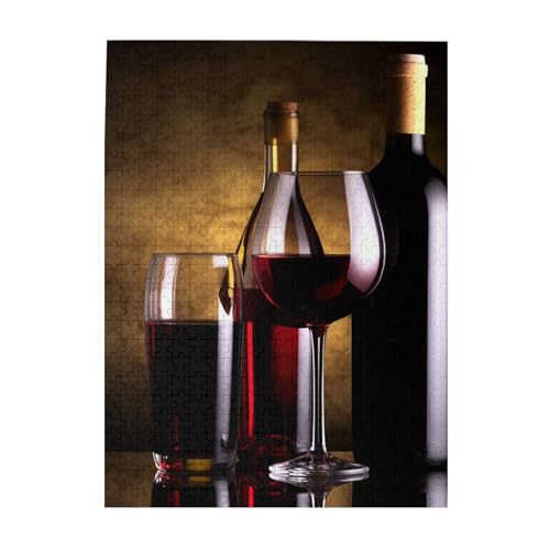 500-teiliges Puzzle für Erwachsene, herausforderndes Puzzle für Spieleabende, drei Weinflaschen und Glas über Holzpuzzle, fertige Größe 38,1 x 51,8 cm 500-teiliges Puzzle für Erwachsene, herausforderndes Puzzle für Spieleabende, drei Weinflaschen und Glas über Holzpuzzle, fertige Größe 38,1 x 51,8 cm von NBCCDVSH