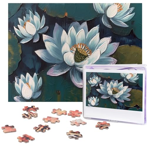 500-teiliges Puzzle für Erwachsene, herausforderndes Puzzle für Spieleabende, handbemaltes Lotus-Holzpuzzle, personalisiertes Holzpuzzle für Familie, Bilderpuzzle, fertige Größe 38,1 x 51,8 cm von NBCCDVSH