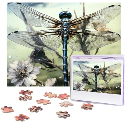 500-teiliges Puzzle für Erwachsene, herausforderndes Puzzle für Spieleabende, modernes Libellen-Holzpuzzle, personalisiertes Holzpuzzle für Familie, Bilderpuzzle, fertige Größe 38,1 x 51,8 cm von NBCCDVSH