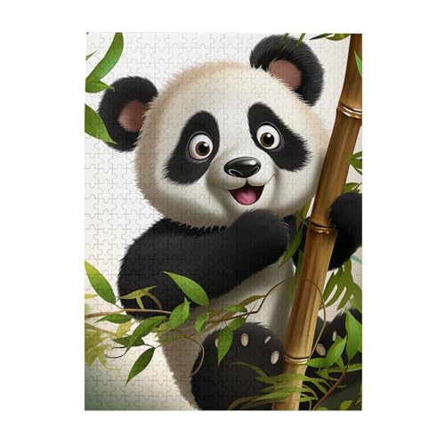 500-teiliges Puzzle für Erwachsene, herausforderndes Puzzle für Spieleabende, niedlicher Panda, Klettern, Bambus-Holzpuzzle, personalisierbar, individuelle Holzpuzzles für Familie, BildPuzzle, fertige von NBCCDVSH