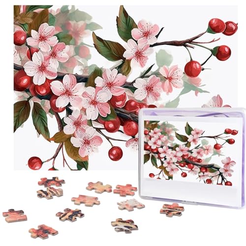 500-teiliges Puzzle für Erwachsene, herausforderndes Puzzle für Spieleabende, realistische Kirschblumen, Holzpuzzle, personalisierbar, individuelles Holzpuzzle für Familie, Bilderpuzzle, fertige Größe von NBCCDVSH