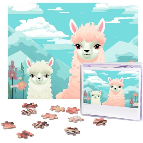 500-teiliges Puzzle für Erwachsene, herausforderndes Puzzle für Spieleabende, schönes Alpaka-Holzpuzzle, personalisiertes Holzpuzzle für Familie, Bilderpuzzle, fertige Größe 38,1 x 51,8 cm von NBCCDVSH