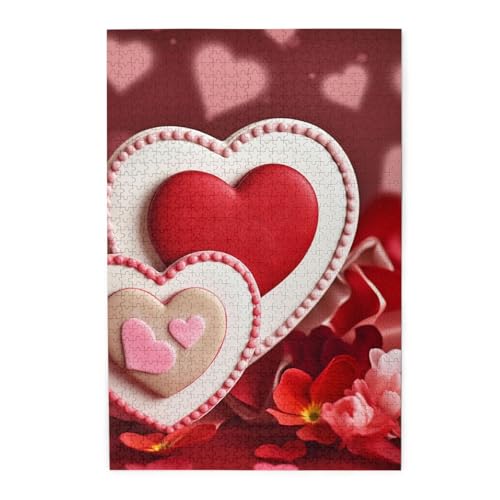 Holzpuzzle für Erwachsene, 1000 Teile, herausfordernde Puzzles für Spielabende, Happy Valentine's Day, personalisierte Holzpuzzle für Familie, fertige Größe, 19,7 cm Holzpuzzle für Erwachsene, 1000 Teile, herausfordernde Puzzles für Spielabende, Happy Valentine's Day, personalisierte Holzpuzzle für Familie, fertige Größe, 19,7 cm von NBCCDVSH