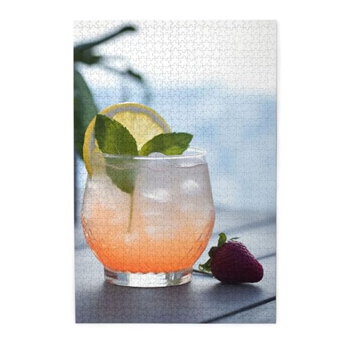 Puzzle, 1000 Teile für Erwachsene, herausfordernde Puzzles für Spielabende, Sommercocktail, personalisiertes Holzpuzzle für Familie, fertige Größe, 50 x 75 cm Puzzle, 1000 Teile für Erwachsene, herausfordernde Puzzles für Spielabende, Sommercocktail, personalisiertes Holzpuzzle für Familie, fertige Größe, 50 x 75 cm von NBCCDVSH