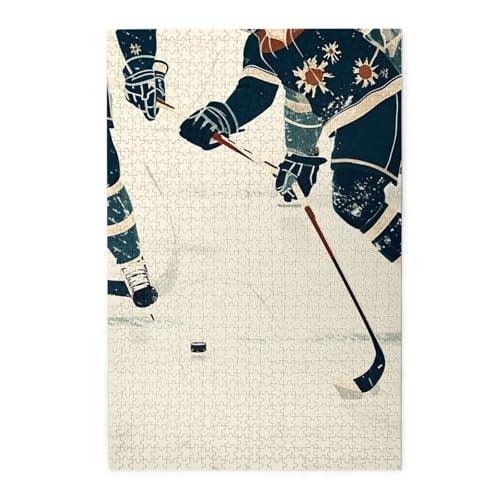 Puzzle, 1000 Teile für Erwachsene, herausforderndes Puzzle für Spieleabende, Eishockey-Muster, personalisierte Holzpuzzle für Familie, fertige Größe, 19,7 x 29,5 cm Puzzle, 1000 Teile für Erwachsene, herausforderndes Puzzle für Spieleabende, Eishockey-Muster, personalisierte Holzpuzzle für Familie, fertige Größe, 19,7 x 29,5 cm von NBCCDVSH