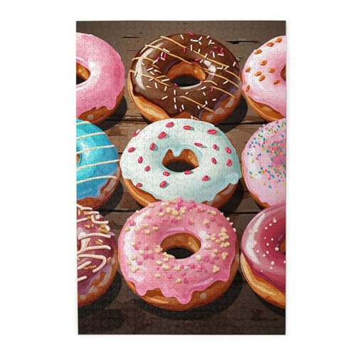 Puzzle, 1000 Teile für Erwachsene, herausforderndes Puzzlespiel für Spieleabende, Donuts, personalisierte Holzpuzzle für Familie, fertige Größe, 50 x 75 cm Puzzle, 1000 Teile für Erwachsene, herausforderndes Puzzlespiel für Spieleabende, Donuts, personalisierte Holzpuzzle für Familie, fertige Größe, 50 x 75 cm von NBCCDVSH