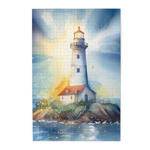 Puzzle 1000 Teile für Erwachsene, herausfordernde Puzzles für Spielabende, Aquarell, Leuchtturm, Fantasie, leichtes Holzpuzzle, personalisiertes Holzpuzzle für Familie Puzzle 1000 Teile für Erwachsene, herausfordernde Puzzles für Spielabende, Aquarell, Leuchtturm, Fantasie, leichtes Holzpuzzle, personalisiertes Holzpuzzle für Familie von NBCCDVSH