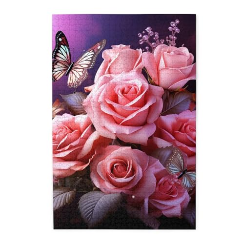 Puzzle 1000 Teile für Erwachsene, herausfordernde Puzzles für Spielabende, Rosen und Schmetterlinge, Rosenholzpuzzle, personalisiertes Holzpuzzle für Familie, Größe Puzzle 1000 Teile für Erwachsene, herausfordernde Puzzles für Spielabende, Rosen und Schmetterlinge, Rosenholzpuzzle, personalisiertes Holzpuzzle für Familie, Größe von NBCCDVSH