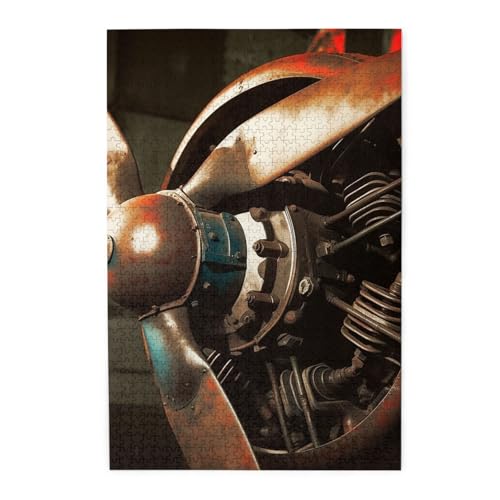 Puzzle 1000 Teile für Erwachsene, herausfordernde Puzzles für Spielabende, Vintage Holzpuzzle mit Flugzeugpropeller, personalisiertes Holzpuzzle für Familie, Größe von NBCCDVSH