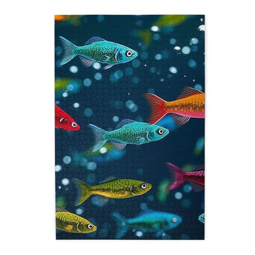 Puzzle 1000 Teile für Erwachsene, herausfordernde Puzzles für Spielabende, bunte Minnows Holzpuzzle unter Wasser, personalisiertes Holzpuzzle für Familie Puzzle 1000 Teile für Erwachsene, herausfordernde Puzzles für Spielabende, bunte Minnows Holzpuzzle unter Wasser, personalisiertes Holzpuzzle für Familie von NBCCDVSH