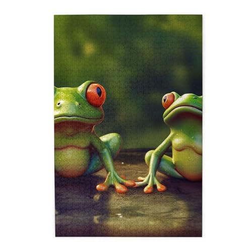 Puzzle 1000 Teile für Erwachsene, herausfordernde Puzzles für Spielabende, lustige Holzpuzzle mit grünen Fröschen, personalisiertes Holzpuzzle für Familie, Größe Puzzle 1000 Teile für Erwachsene, herausfordernde Puzzles für Spielabende, lustige Holzpuzzle mit grünen Fröschen, personalisiertes Holzpuzzle für Familie, Größe von NBCCDVSH