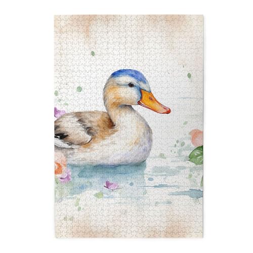 Puzzle 1000 Teile für Erwachsene, herausfordernde Puzzles für Spieleabende, Aquarell Entenholzpuzzle, personalisiertes Holzpuzzle für Familie, Größe Puzzle 1000 Teile für Erwachsene, herausfordernde Puzzles für Spieleabende, Aquarell Entenholzpuzzle, personalisiertes Holzpuzzle für Familie, Größe von NBCCDVSH