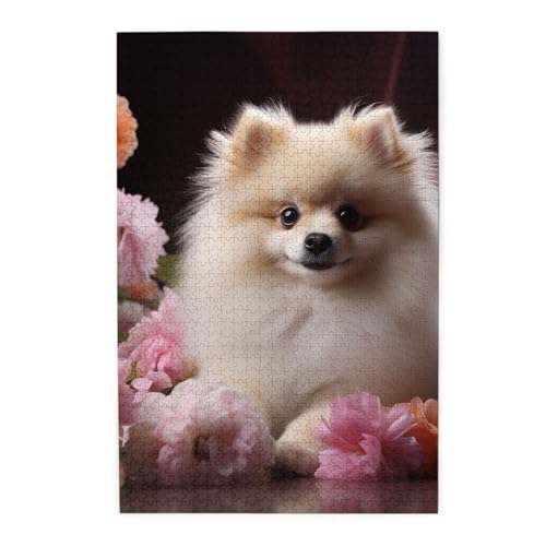 Puzzle 1000 Teile für Erwachsene, herausfordernde Puzzles für Spieleabende, Pommern und Blumen, Holzpuzzle, personalisiertes Familienpuzzle, Größe Puzzle 1000 Teile für Erwachsene, herausfordernde Puzzles für Spieleabende, Pommern und Blumen, Holzpuzzle, personalisiertes Familienpuzzle, Größe von NBCCDVSH