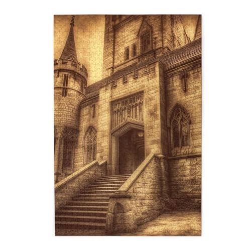 Puzzle 1000 Teile für Erwachsene, herausforderndes Puzzles für Spielabende, Vintage-Holzpuzzle, mittelalterliches Schloss, personalisierte Holzpuzzle für Familie, Größe Puzzle 1000 Teile für Erwachsene, herausforderndes Puzzles für Spielabende, Vintage-Holzpuzzle, mittelalterliches Schloss, personalisierte Holzpuzzle für Familie, Größe von NBCCDVSH