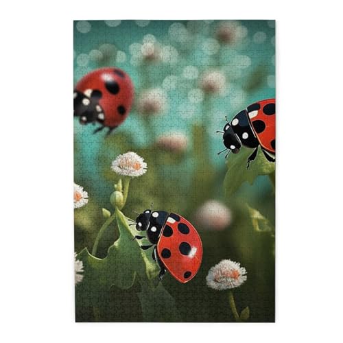 Puzzle für Erwachsene, 1000 Teile, herausfordernde Puzzles für Spielabende, Marienkäfer-Landschaft, personalisierte Holzpuzzle für Familie, fertige Größe, 19,7 x 29,5 cm Puzzle für Erwachsene, 1000 Teile, herausfordernde Puzzles für Spielabende, Marienkäfer-Landschaft, personalisierte Holzpuzzle für Familie, fertige Größe, 19,7 x 29,5 cm von NBCCDVSH