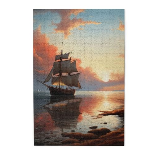 Puzzle für Erwachsene, 1000 Teile, herausfordernde Puzzles für Spielabende, Segelboot, Landschaft, personalisierte Holzpuzzle für Familie, fertige Größe, 50,8 x 75 cm Puzzle für Erwachsene, 1000 Teile, herausfordernde Puzzles für Spielabende, Segelboot, Landschaft, personalisierte Holzpuzzle für Familie, fertige Größe, 50,8 x 75 cm von NBCCDVSH