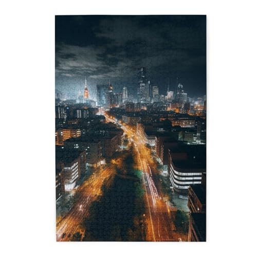 Puzzle für Erwachsene, 1000 Teile, herausfordernde Puzzles für Spielabende, Stadt und Nachtsicht, personalisierte Holzpuzzle für Familie, fertige Größe, 19,7 x 29,5 cm Puzzle für Erwachsene, 1000 Teile, herausfordernde Puzzles für Spielabende, Stadt und Nachtsicht, personalisierte Holzpuzzle für Familie, fertige Größe, 19,7 x 29,5 cm von NBCCDVSH