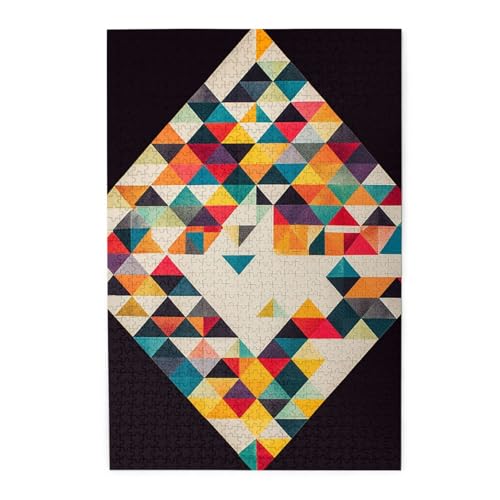 Puzzle für Erwachsene, 1000 Teile, herausforderndes Puzzle für Spielabende, Dreieck, geometrisch, personalisierbares Holzpuzzle für Familie, fertige Größe, 19,7 x 29,5 cm Puzzle für Erwachsene, 1000 Teile, herausforderndes Puzzle für Spielabende, Dreieck, geometrisch, personalisierbares Holzpuzzle für Familie, fertige Größe, 19,7 x 29,5 cm von NBCCDVSH
