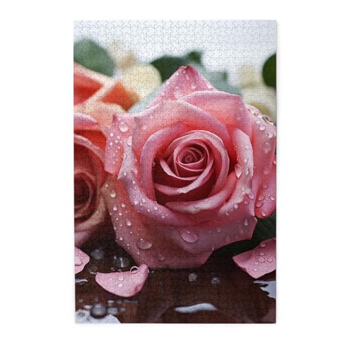 Puzzle für Erwachsene, 1000 Teile, herausforderndes Puzzle für Spielabende, Liebe, Rosenblätter, personalisierte Holzpuzzle für Familie, fertige Größe, 19,7 x 29,5 cm Puzzle für Erwachsene, 1000 Teile, herausforderndes Puzzle für Spielabende, Liebe, Rosenblätter, personalisierte Holzpuzzle für Familie, fertige Größe, 19,7 x 29,5 cm von NBCCDVSH