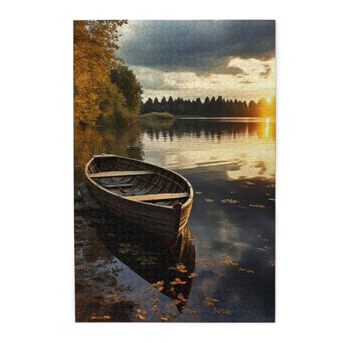 Puzzle für Erwachsene, 1000 Teile, herausforderndes Puzzle für Spielabende, Schiff am Ufer des Sees, personalisiertes Holzpuzzle für Familie, fertige Größe, 19,7 x 29,5 cm Puzzle für Erwachsene, 1000 Teile, herausforderndes Puzzle für Spielabende, Schiff am Ufer des Sees, personalisiertes Holzpuzzle für Familie, fertige Größe, 19,7 x 29,5 cm von NBCCDVSH