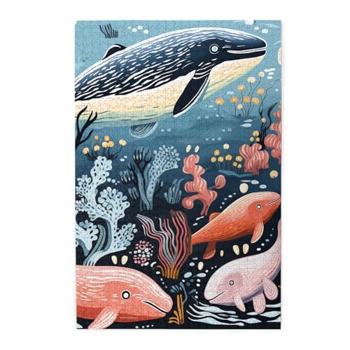 Puzzle für Erwachsene, 1000 Teile, herausforderndes Puzzle für Spielabende, Wal, Oktopus, Fische, personalisierte Holzpuzzle für Familie, fertige Größe, 19,7 x 29,5 cm Puzzle für Erwachsene, 1000 Teile, herausforderndes Puzzle für Spielabende, Wal, Oktopus, Fische, personalisierte Holzpuzzle für Familie, fertige Größe, 19,7 x 29,5 cm von NBCCDVSH
