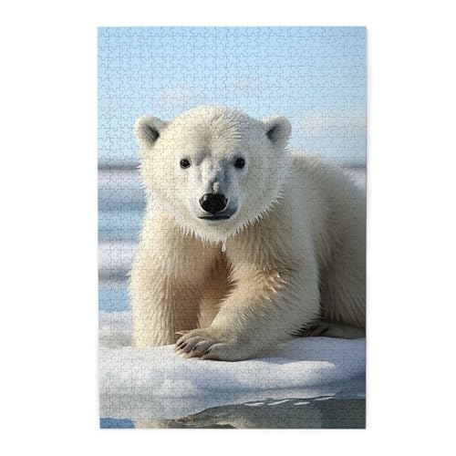 Puzzle für Erwachsene, 1000 Teile, herausforderndes Puzzle für Spielabende, Welpen, Eisbär, personalisierte Holzpuzzle für Familie, fertige Größe, 19,7 x 29,5 cm Puzzle für Erwachsene, 1000 Teile, herausforderndes Puzzle für Spielabende, Welpen, Eisbär, personalisierte Holzpuzzle für Familie, fertige Größe, 19,7 x 29,5 cm von NBCCDVSH
