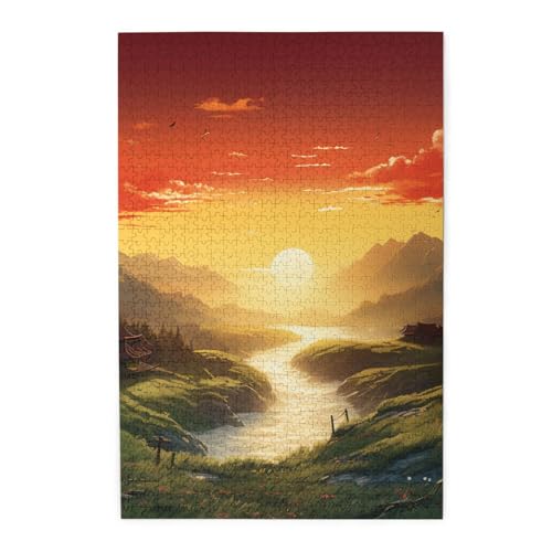 Puzzle für Erwachsene, 1000 Teile, herausforderndes Puzzle für Spielabende, aufgehende Sonne, personalisierbares Holzpuzzle für Familie, fertige Größe, 50 x 75 cm Puzzle für Erwachsene, 1000 Teile, herausforderndes Puzzle für Spielabende, aufgehende Sonne, personalisierbares Holzpuzzle für Familie, fertige Größe, 50 x 75 cm von NBCCDVSH