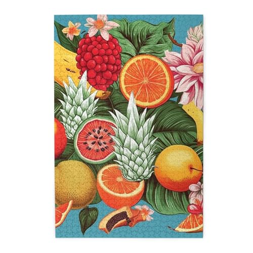 Puzzle für Erwachsene, 1000 Teile, herausforderndes Puzzle für Spielabende, tropische Früchte und Blumen, personalisiertes Holzpuzzle für Familie, fertige Größe, 19,7 x 29,5 cm Puzzle für Erwachsene, 1000 Teile, herausforderndes Puzzle für Spielabende, tropische Früchte und Blumen, personalisiertes Holzpuzzle für Familie, fertige Größe, 19,7 x 29,5 cm von NBCCDVSH