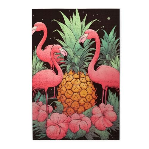 Puzzle für Erwachsene, 1000 Teile, herausforderndes Puzzle für Spieleabende, Ananas, Flamingos, personalisierte Holzpuzzle für Familie, fertige Größe, 49,8 x 75 cm Puzzle für Erwachsene, 1000 Teile, herausforderndes Puzzle für Spieleabende, Ananas, Flamingos, personalisierte Holzpuzzle für Familie, fertige Größe, 49,8 x 75 cm von NBCCDVSH