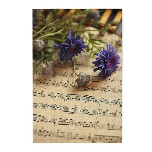 Puzzle für Erwachsene, 1000 Teile, herausforderndes Puzzle für Spieleabende, Musik-Noten, personalisierte Holzpuzzle für Familie, fertige Größe, 19,7 x 29,5 cm Puzzle für Erwachsene, 1000 Teile, herausforderndes Puzzle für Spieleabende, Musik-Noten, personalisierte Holzpuzzle für Familie, fertige Größe, 19,7 x 29,5 cm von NBCCDVSH