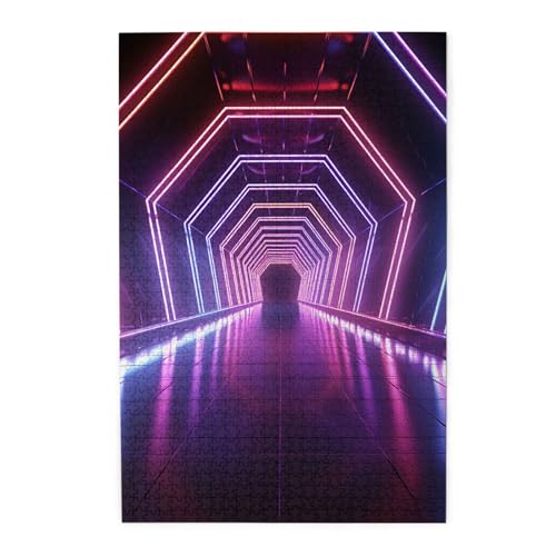 Puzzle für Erwachsene, 1000 Teile, herausforderndes Puzzle für Spieleabende, Neonlichter, Tunnel, personalisierbares Holzpuzzle für Familie, fertige Größe, 19,7 x 29,5 cm Puzzle für Erwachsene, 1000 Teile, herausforderndes Puzzle für Spieleabende, Neonlichter, Tunnel, personalisierbares Holzpuzzle für Familie, fertige Größe, 19,7 x 29,5 cm von NBCCDVSH