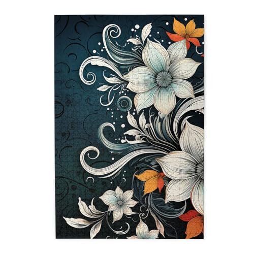 Puzzle für Erwachsene, 1000 Teile, herausforderndes Puzzle für Spieleabende, Neuheit, Bohemian, abstrakte Blumen, personalisierte Holzpuzzle für Familie, fertige Größe, 19,7 cm Puzzle für Erwachsene, 1000 Teile, herausforderndes Puzzle für Spieleabende, Neuheit, Bohemian, abstrakte Blumen, personalisierte Holzpuzzle für Familie, fertige Größe, 19,7 cm von NBCCDVSH