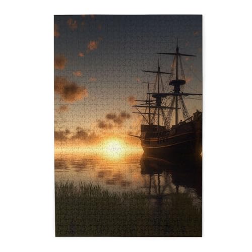 Puzzle für Erwachsene, 1000 Teile, herausforderndes Puzzle für Spieleabende, Schiff auf dem See, personalisierte Holzpuzzle für Familie, fertige Größe, 50 x 75 cm Puzzle für Erwachsene, 1000 Teile, herausforderndes Puzzle für Spieleabende, Schiff auf dem See, personalisierte Holzpuzzle für Familie, fertige Größe, 50 x 75 cm von NBCCDVSH