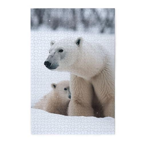 Puzzle für Erwachsene, 1000 Teile, herausforderndes Puzzle für Spieleabende, Schneestiere, Eisbär, personalisierte Holzpuzzle für Familie, fertige Größe, 19,7 x 29,5 cm Puzzle für Erwachsene, 1000 Teile, herausforderndes Puzzle für Spieleabende, Schneestiere, Eisbär, personalisierte Holzpuzzle für Familie, fertige Größe, 19,7 x 29,5 cm von NBCCDVSH