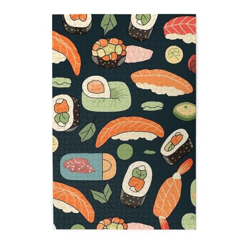 Puzzle für Erwachsene, 1000 Teile, herausforderndes Puzzle für Spieleabende, Sushi, Lebensmittelmuster, personalisierte Holzpuzzle für Familie, fertige Größe, 19,7 x 29,5 cm Puzzle für Erwachsene, 1000 Teile, herausforderndes Puzzle für Spieleabende, Sushi, Lebensmittelmuster, personalisierte Holzpuzzle für Familie, fertige Größe, 19,7 x 29,5 cm von NBCCDVSH