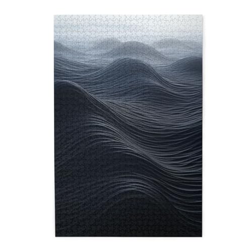 Puzzle für Erwachsene, 1000 Teile, herausforderndes Puzzle für Spieleabende, tiefe schwarze Wellen, personalisiertes Holzpuzzle für Familie, fertige Größe, 19,7 x 29,5 cm Puzzle für Erwachsene, 1000 Teile, herausforderndes Puzzle für Spieleabende, tiefe schwarze Wellen, personalisiertes Holzpuzzle für Familie, fertige Größe, 19,7 x 29,5 cm von NBCCDVSH