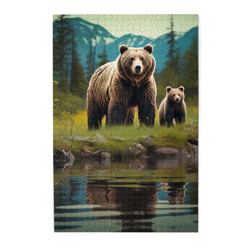 Puzzle für Erwachsene, 1000 Teile, herausforderndes Puzzlespiel für Spielabende, Fluss, Bär, Mama, personalisierte Holzpuzzle für Familie, fertige Größe, 50 x 75 cm Puzzle für Erwachsene, 1000 Teile, herausforderndes Puzzlespiel für Spielabende, Fluss, Bär, Mama, personalisierte Holzpuzzle für Familie, fertige Größe, 50 x 75 cm von NBCCDVSH