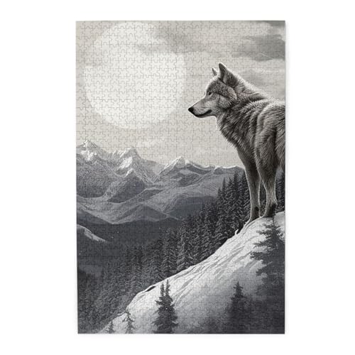 Puzzle für Erwachsene, 1000 Teile, herausforderndes Puzzlespiel für Spielabende, Schneeberg, einsamer Wolf, personalisiertes Holzpuzzle für Familie, fertige Größe, 19,7 x Puzzle für Erwachsene, 1000 Teile, herausforderndes Puzzlespiel für Spielabende, Schneeberg, einsamer Wolf, personalisiertes Holzpuzzle für Familie, fertige Größe, 19,7 x von NBCCDVSH