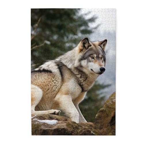 Puzzle für Erwachsene, 1000 Teile, herausforderndes Puzzlespiel für Spieleabende, Schneeberg, wilder Wolf, personalisiertes Holzpuzzle für Familie, fertige Größe, 19,7 x Puzzle für Erwachsene, 1000 Teile, herausforderndes Puzzlespiel für Spieleabende, Schneeberg, wilder Wolf, personalisiertes Holzpuzzle für Familie, fertige Größe, 19,7 x von NBCCDVSH