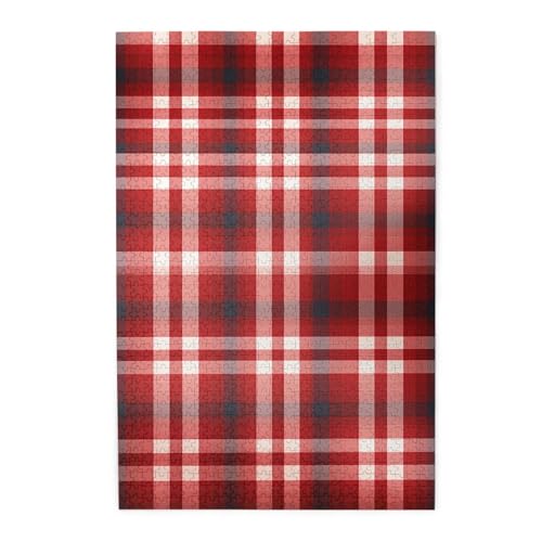 Puzzle für Erwachsene, 1000 Teile, herausforderndes Puzzlespiel für Spieleabende, rot kariertes Holzpuzzle, personalisierte Holzpuzzle für Familie, fertige Größe Puzzle für Erwachsene, 1000 Teile, herausforderndes Puzzlespiel für Spieleabende, rot kariertes Holzpuzzle, personalisierte Holzpuzzle für Familie, fertige Größe von NBCCDVSH