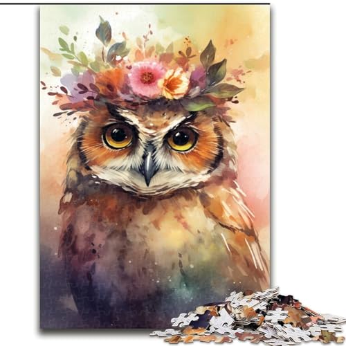 1000-teiliges Puzzle Aquarell-Eule aus Holz, perfekt als Geburtstags-, Weihnachts, 50x75cm, für Geburtstag, Urlaub, Weihnachten, Halloween 1000-teiliges Puzzle Aquarell-Eule aus Holz, perfekt als Geburtstags-, Weihnachts, 50x75cm, für Geburtstag, Urlaub, Weihnachten, Halloween von NBDSOYEWO