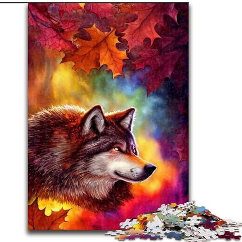 1000-teiliges Puzzle Blatt und Wolf aus Holz, perfekt als Geburtstags-, Weihnachts, 50x75cm, für Geburtstag, Feiertag, Weihnachten, Halloween 1000-teiliges Puzzle Blatt und Wolf aus Holz, perfekt als Geburtstags-, Weihnachts, 50x75cm, für Geburtstag, Feiertag, Weihnachten, Halloween von NBDSOYEWO