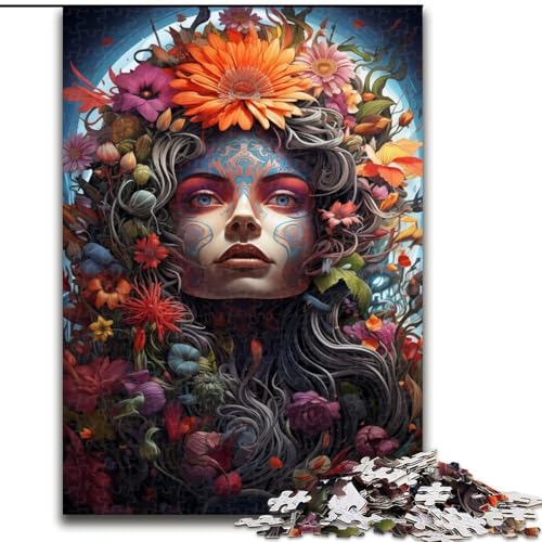1000-teiliges Puzzle Psychedelische und glückliche Frau aus Holz, perfekt als Geburtstags-, Weihnachts, 50x75cm, für Geburtstag, Feiertag, Weihnachten, Halloween 1000-teiliges Puzzle Psychedelische und glückliche Frau aus Holz, perfekt als Geburtstags-, Weihnachts, 50x75cm, für Geburtstag, Feiertag, Weihnachten, Halloween von NBDSOYEWO