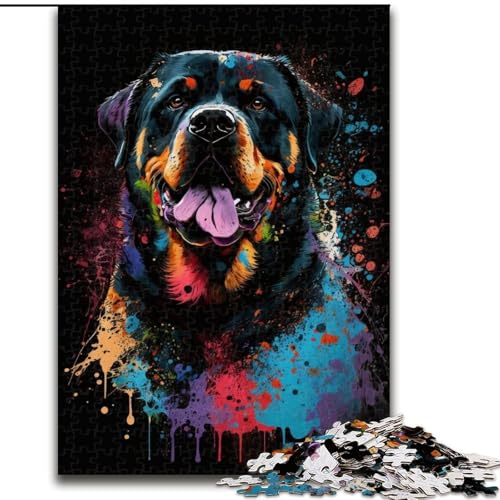 1000-teiliges Puzzle Rottweiler, bunt, aus Holz, perfekt als Geburtstags-, Weihnachts, 50x75cm, für Geburtstag, Urlaub, Weihnachten, Halloween 1000-teiliges Puzzle Rottweiler, bunt, aus Holz, perfekt als Geburtstags-, Weihnachts, 50x75cm, für Geburtstag, Urlaub, Weihnachten, Halloween von NBDSOYEWO