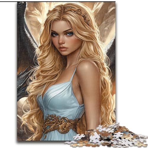 1000-teiliges Puzzle für Erwachsene, Anime Dragon Girl, Familienspiel, Stressabbau, schwierige Herausforderung, EIN Kunstwerk für Kinder ab 14 Jahren (Größe 26x38cm) von NBDSOYEWO