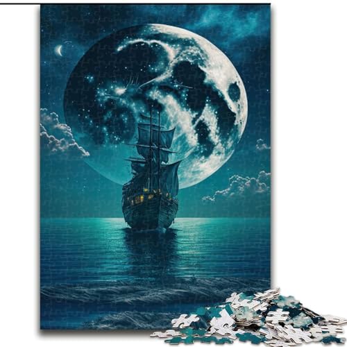 1000-teiliges Puzzle für Erwachsene, Boot, Mondnacht, anspruchsvolles Spielspielzeug, Wanddekoration, einzigartige Geburtstags (Größe 50x75cm) von NBDSOYEWO